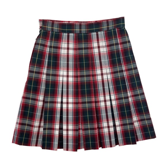 Parker Tartan Red Plaid High Waist Pleated Skirt Juniors Size 3 School Uniform - Picture 2 of 10